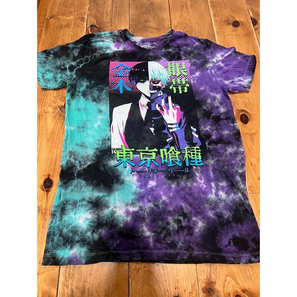 Tokyo Ghoul Ken Kaneki Tie Dye Graphic T-Shirt Purple Teal Funimation Mens M
